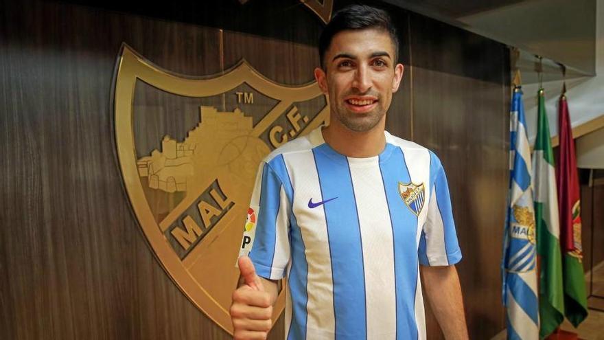 Michael Santos, jugador del Málaga CF que regresa tras la cesión al Sporting