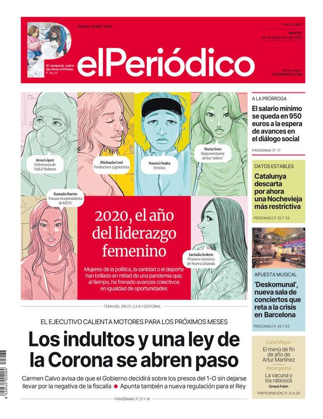La portada d’EL PERIÓDICO del 29 de desembre del 2020