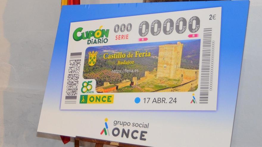 El castillo de Feria aparecerá en el Cupón de la ONCE del día 17 de abril