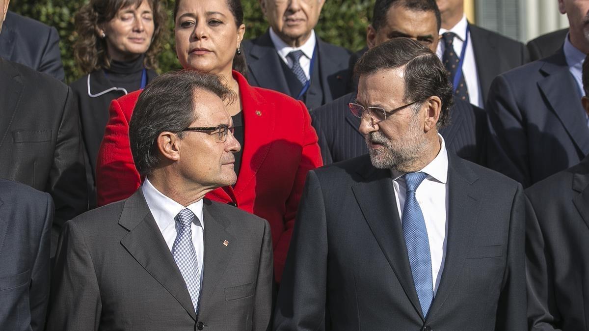 Artur Mas y Mariano Rajoy, en un acto en Barcelona, en el 2013.