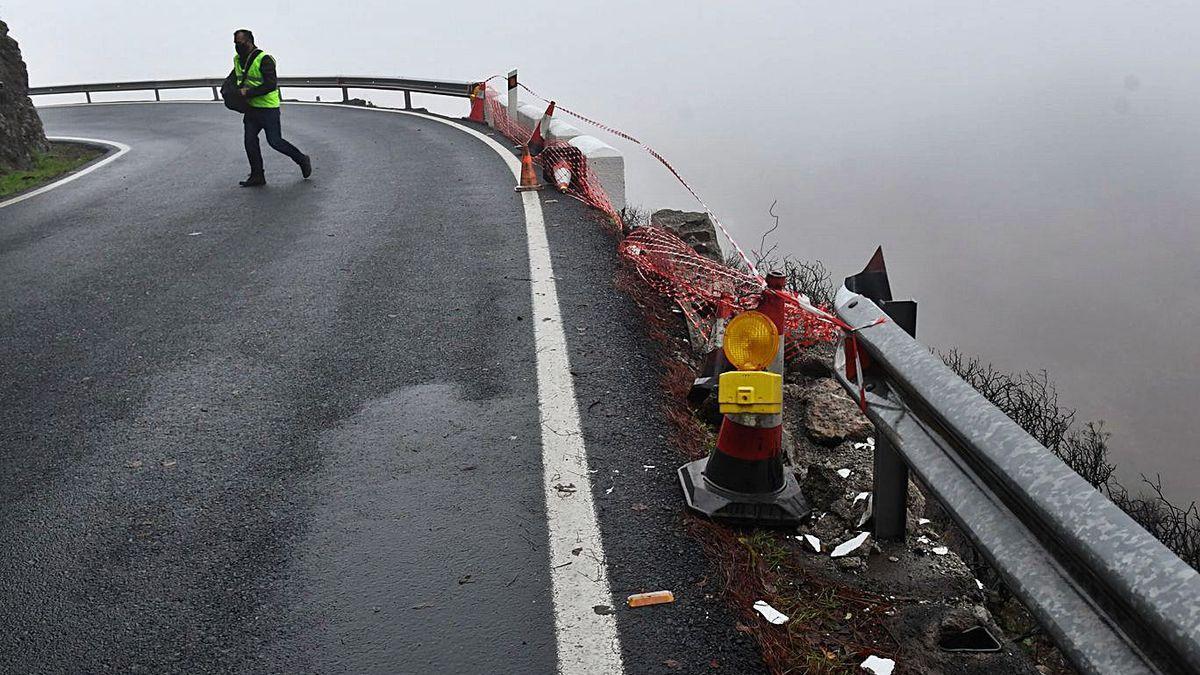 Curva en la que se produjo el accidente en los altos de Gáldar.