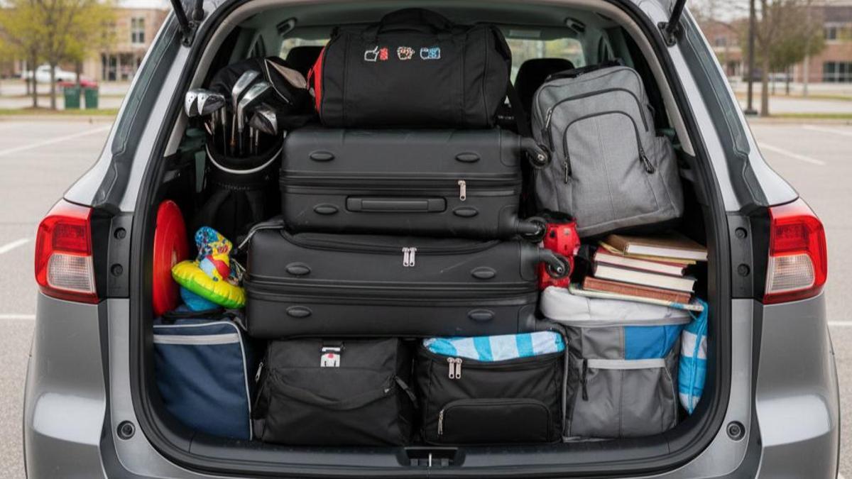 Malatero de un SUV cargado hasta el techo