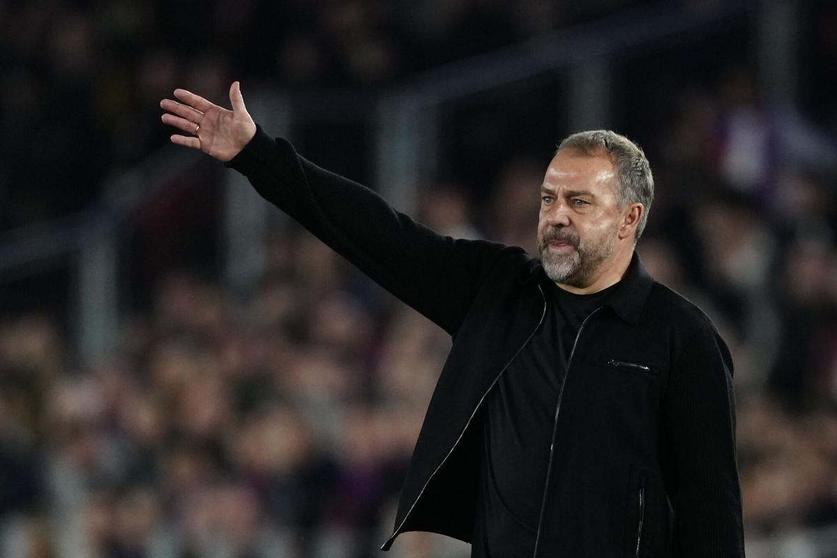 Hansi Flick, durante el partido de Champions entre Barça y Eintracht