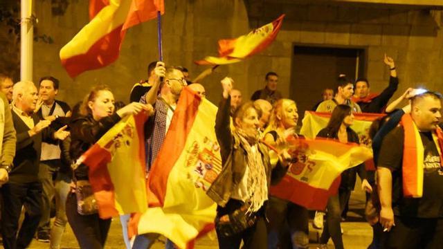 Concentració d'unionistes espanyols a Manresa, el passat 7 d'octubre.