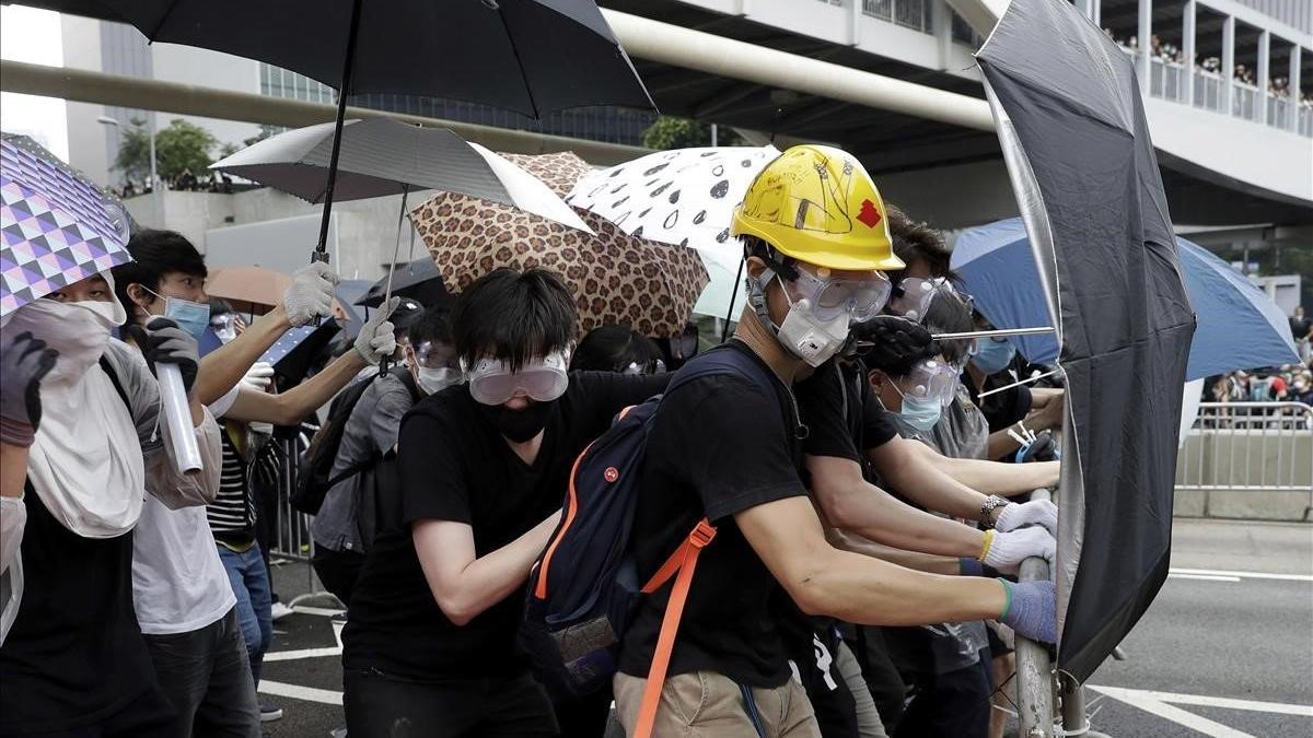 Manifestantes durante las protestas en Hong Kong.