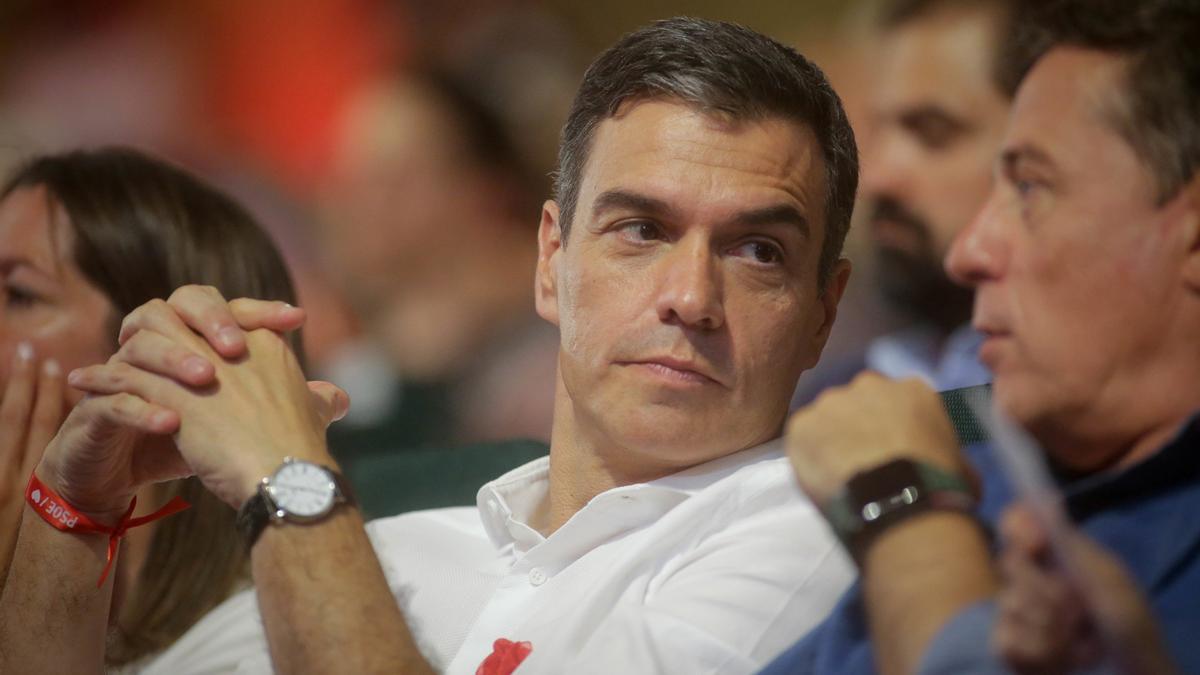 El secretario general del PSOE y presidente del Gobierno y candidato a la reelección, Pedro Sánchez, participa en un acto de campaña de cara al 23J, en el Auditorio Gustavo Freire, a 20 de julio de 2023, en Lugo, Galicia (España).