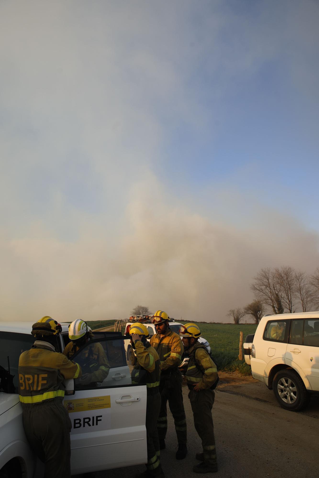 EN IMÁGENES: bomberos, vecinos y la UME luchan contra el preocupante incendio en Tineo