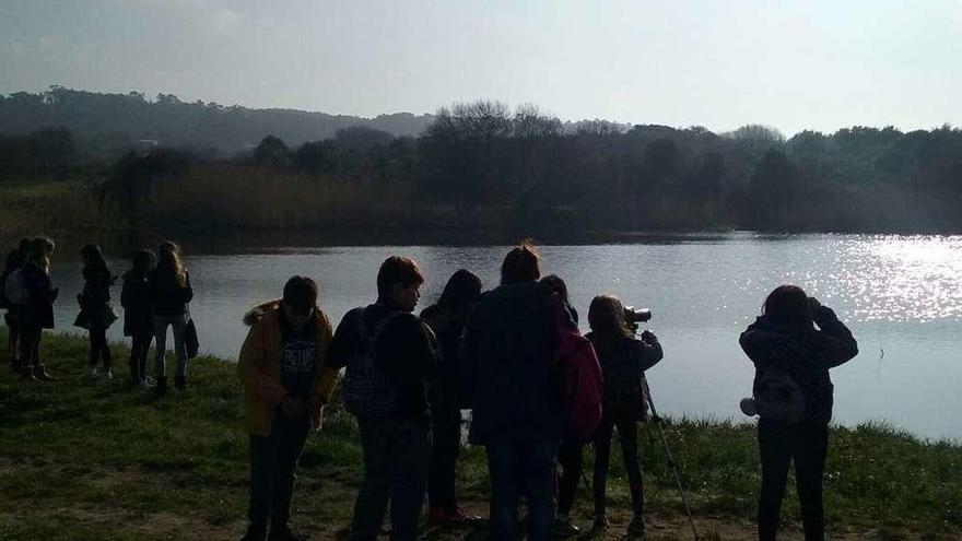 Salida de campo a Lagoa Bodeira con escolares organizada por el Aula de la Naturaleza. // FdV