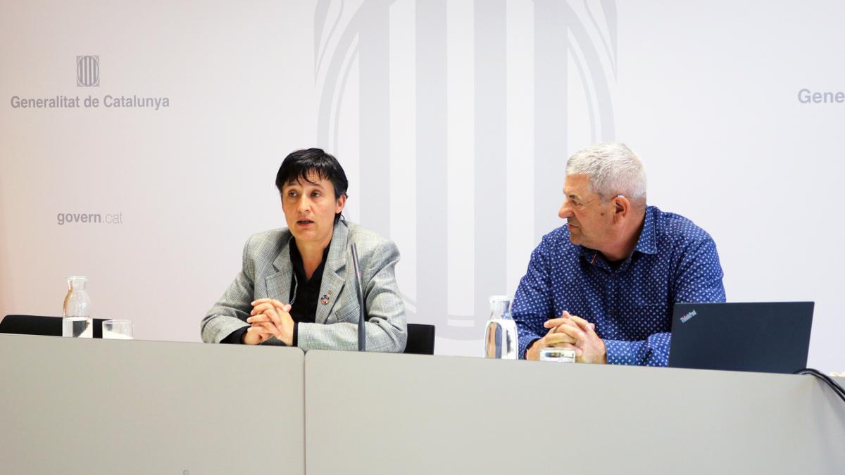 Elisenda Guillaumes i David Torrelles, en la roda de premsa de presentació de l'informe de producció ecològica de Catalunya