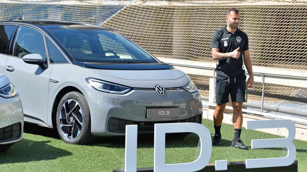 Jesé Rodríguez, esta mañana, durante el acto de entrega de los vehículos Volkswagen ID.3.