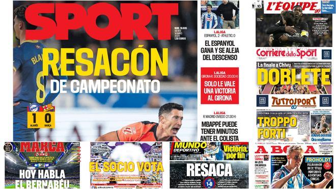 La resaca del Barça y el juicio del Bernabéu, en las portadas de hoy