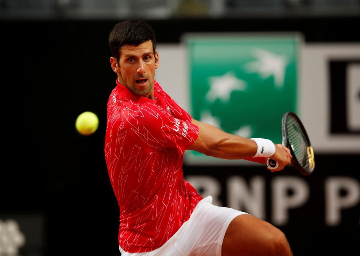 Tennis - ATP Masters 1000 - Italian Open - Foro Italico, Rome, Italy - September 21, 2020   Serbia’s Novak Djokovic in action during the final against Argentina’s Diego Schwartzman   Riccardo Antimiani/Pool via REUTERS