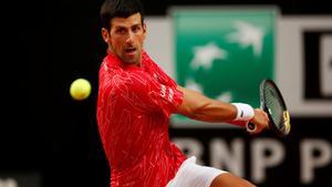 Tennis - ATP Masters 1000 - Italian Open - Foro Italico, Rome, Italy - September 21, 2020   Serbia’s Novak Djokovic in action during the final against Argentina’s Diego Schwartzman   Riccardo Antimiani/Pool via REUTERS