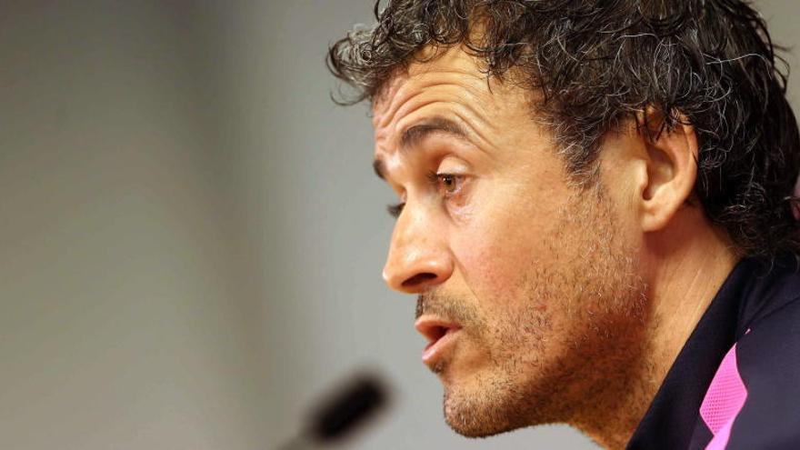 Luis Enrique, en la sala de prensa.