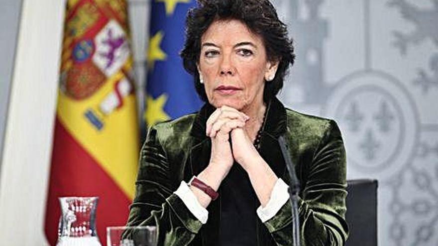 La portaveu del Govern espanyol, Isabel Celaá, ahir en roda de premsa.