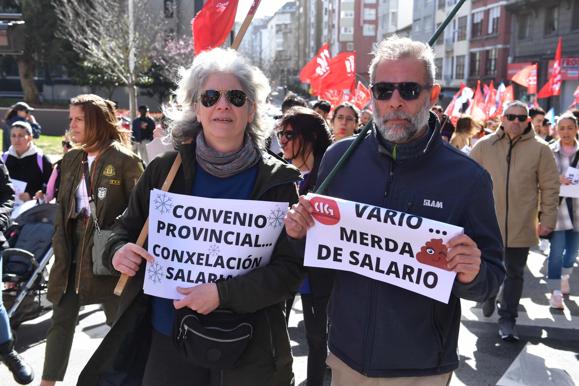 Manifestación de trabajadores del comercio en A Coruña