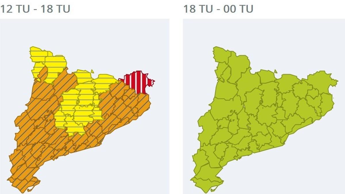 Mapa de calor previsto para esta tarde-noche.