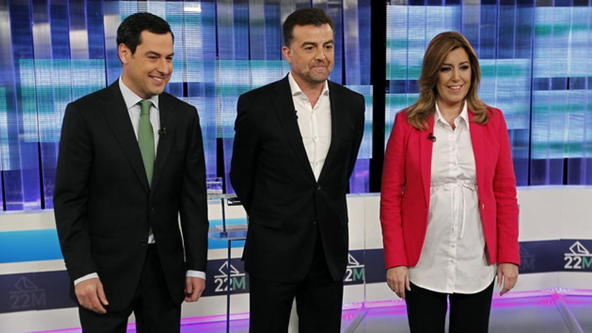 Los candidatos de PSOE, PP e IU se enredan con la corrupción en el primer debate televisivo