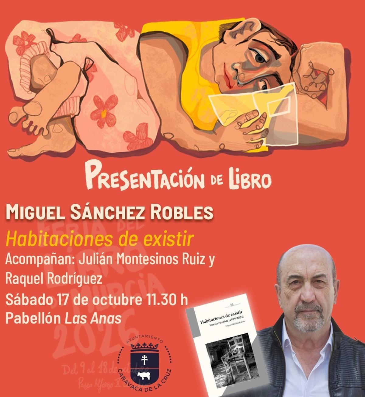 Cartel anunciador de la presentación del libro 'Habitaciones de existir' de Miguel Sánchez Robles