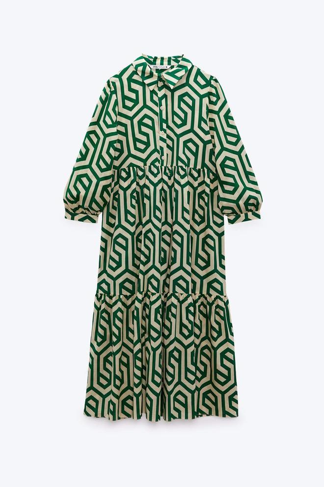 Vestido estampado geométrico de Zara