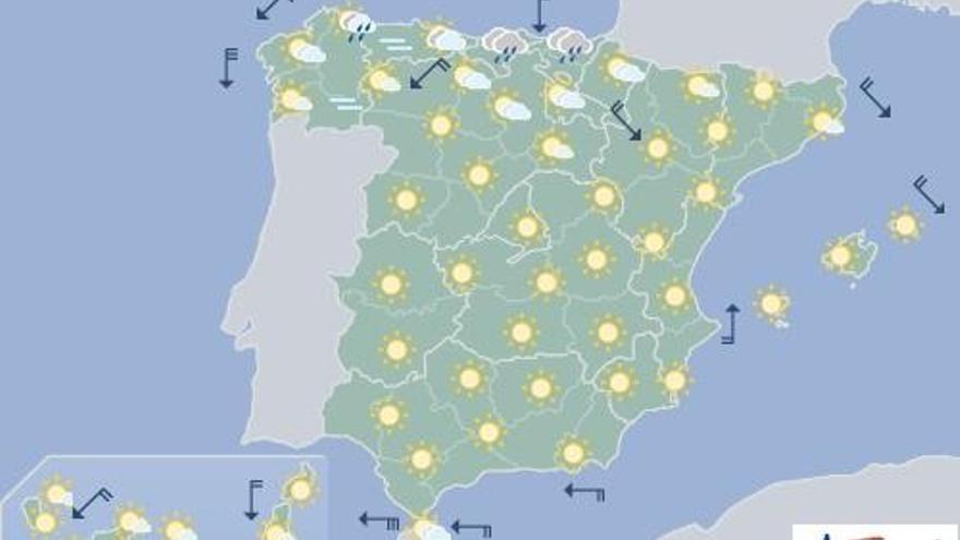 Cielos despejados y aviso amarillo por temperaturas de hasta 36 grados en Canarias