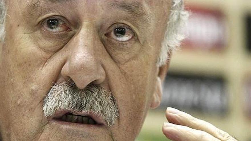 Del Bosque, durante la rueda de prensa de este lunes.