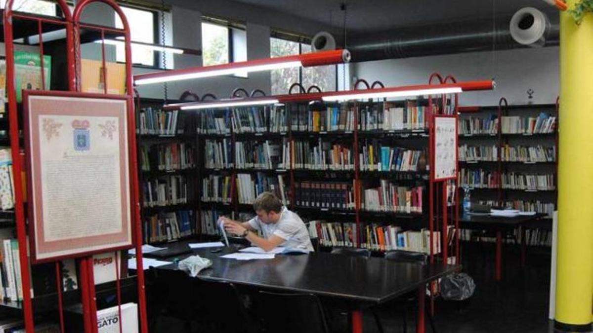 Un lector en la biblioteca Fausto Vigil de Pola de Siero.