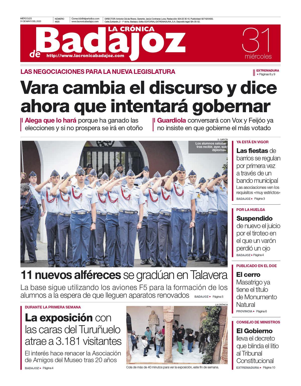 Consulta la portada correspondiente al día 31 de mayo de 2023