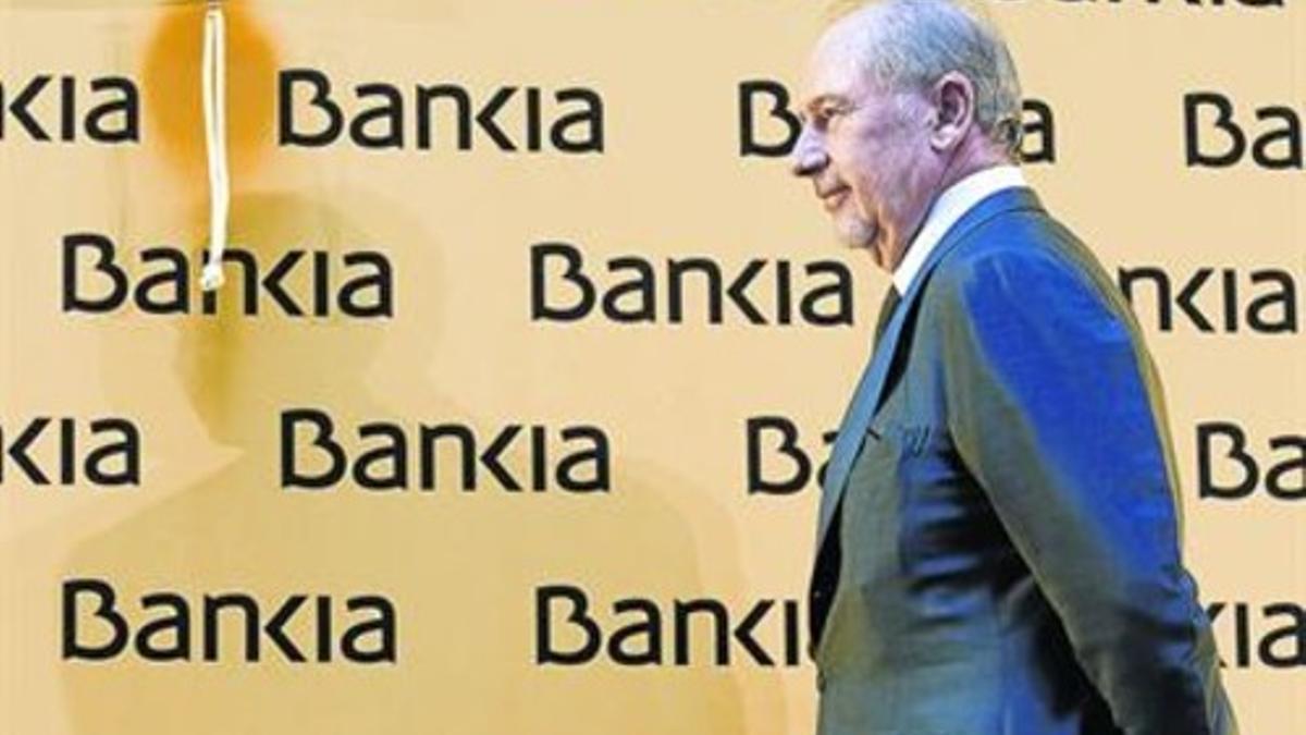 Rodrigo Rato, entonces presidente de Bankia, en la salida a bolsa de la entidad bancaria,  en julio del 2011.