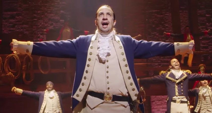 Lin-Manuel Miranda como Hamilton en el musical