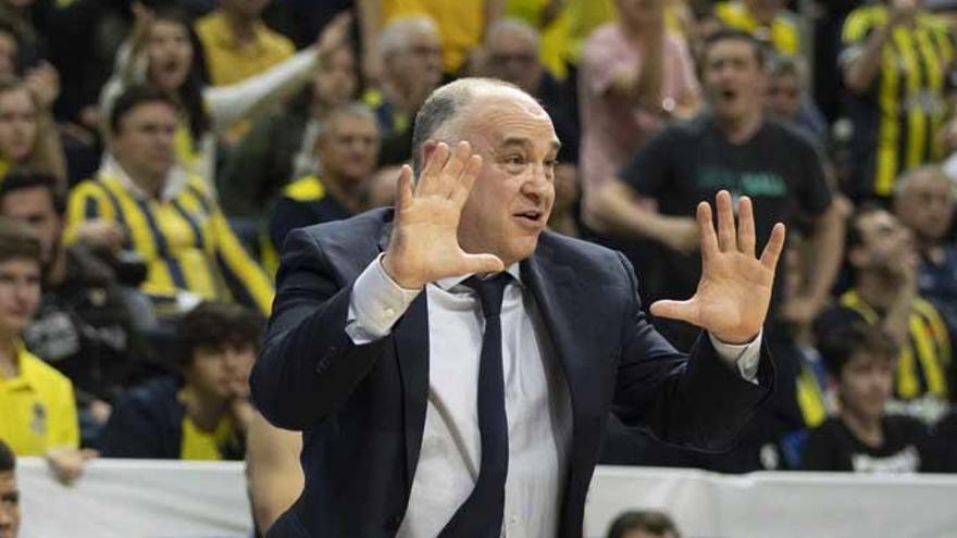 Pablo Laso durante el último partido del Real Madrid.