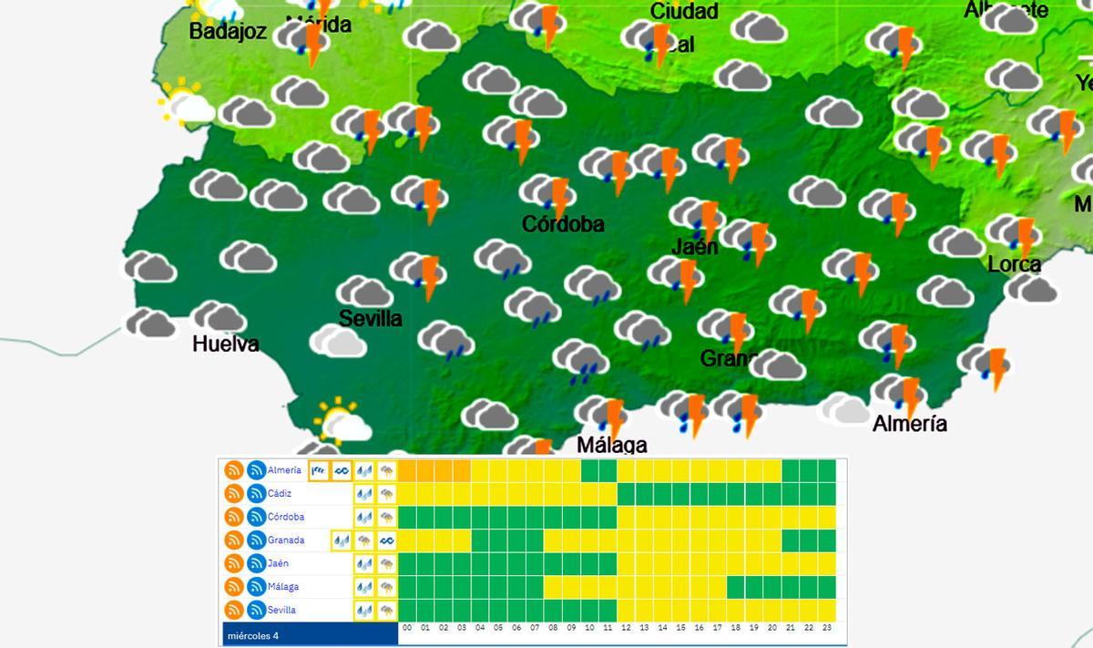 Previsión a las 15.00 horas este miércoles.
