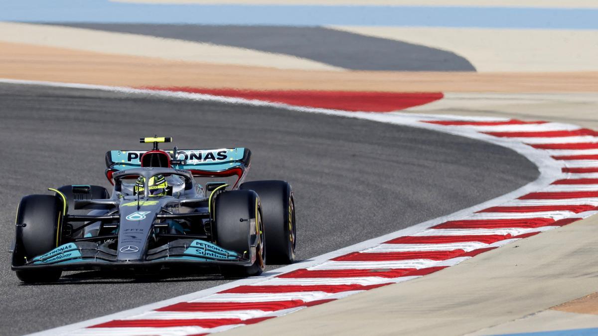 Lewis Hamilton, en el circuito de Sakhir.