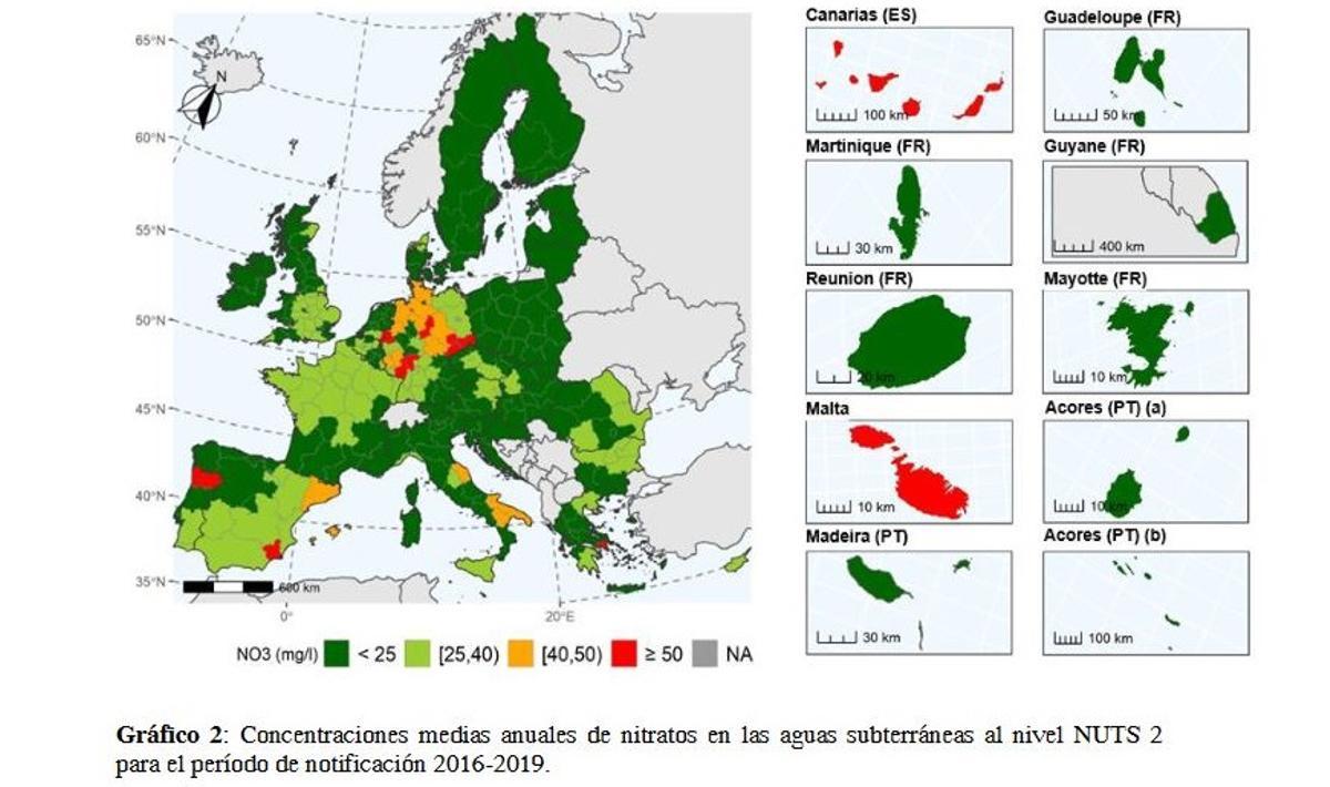 Murcia y Canarias, entre los lugares de la UE más contaminados por nitratos