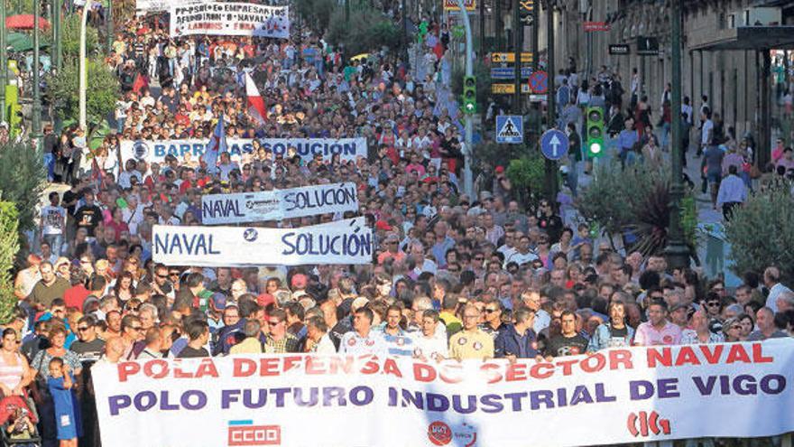 Manifestación en favor del naval celebrada en julio del año pasado.  // Ricardo Grobas