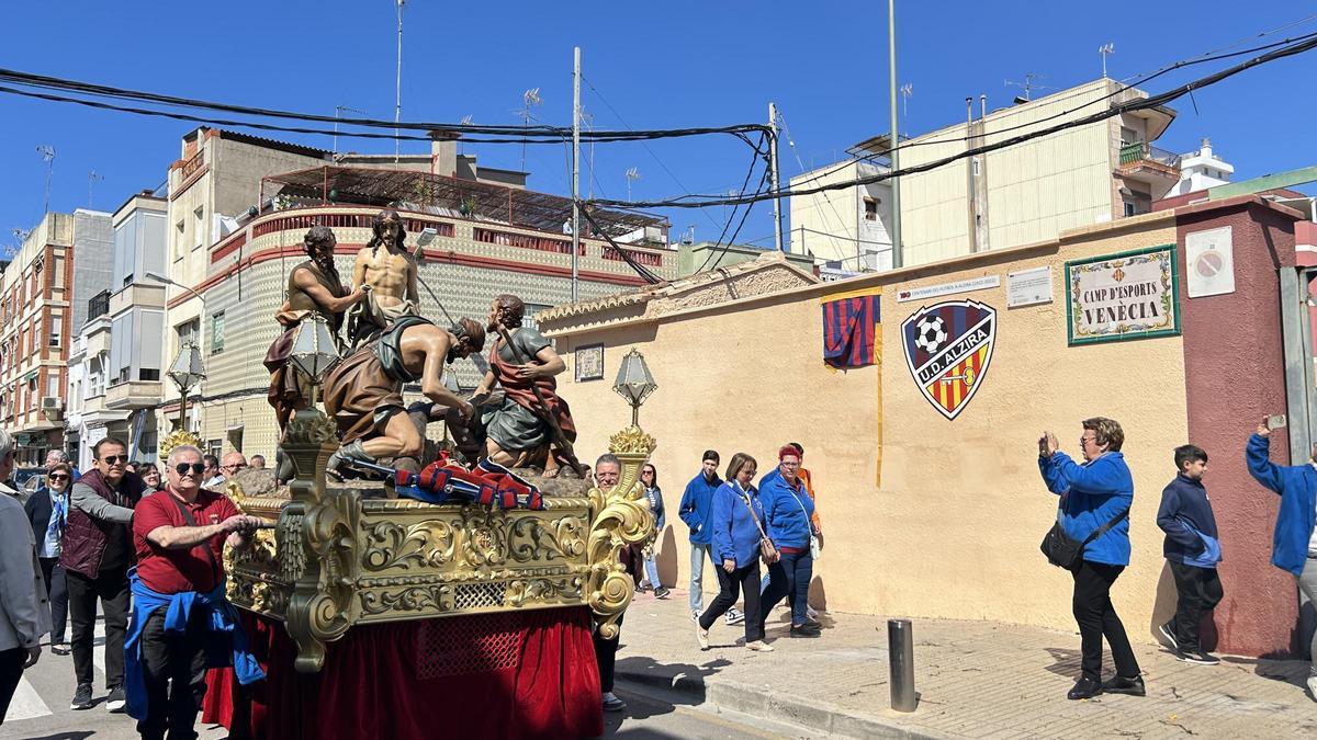 La imagen en la entrada del campo de Venecia.