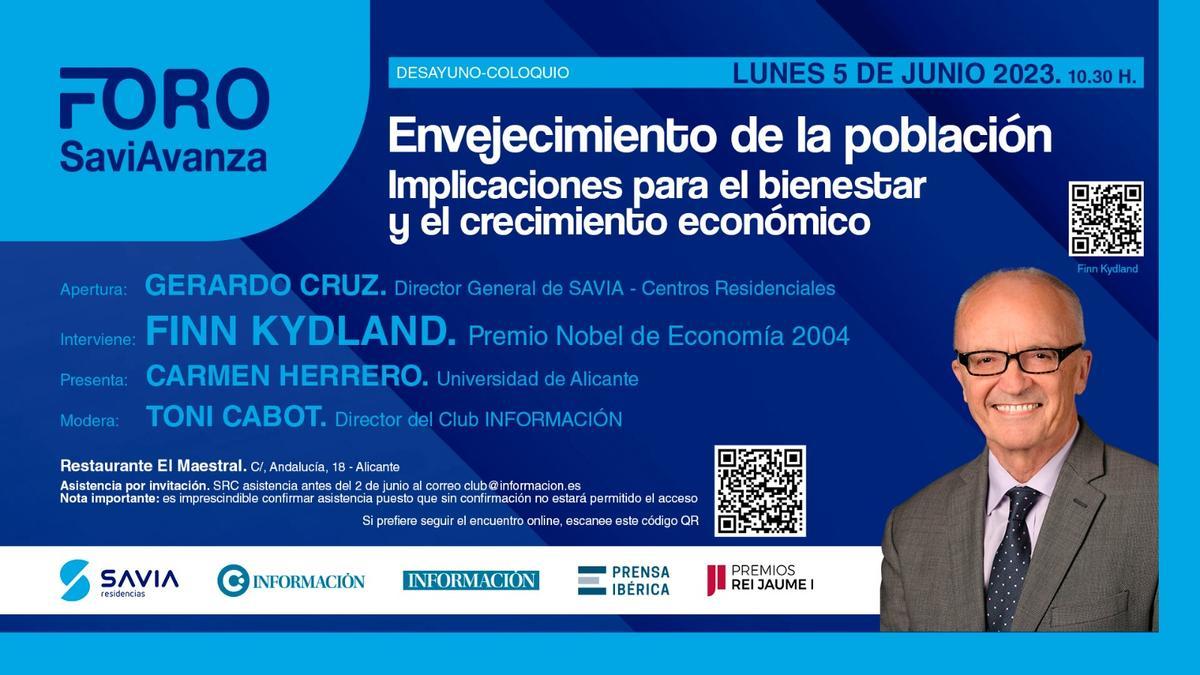 Cartel del acto con el Nobel de Economía 2004