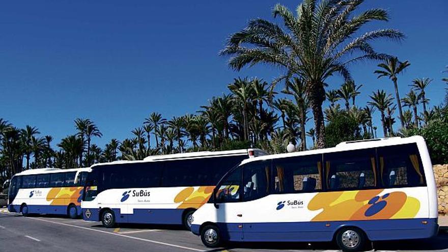 Distintos autobuses de la flota del Grupo Subús, que en la actualidad suma un total de 700 vehículos.