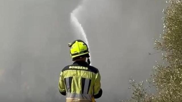 Los bomberos de Castelló participan en las tareas de extinción del fuego en Tales.