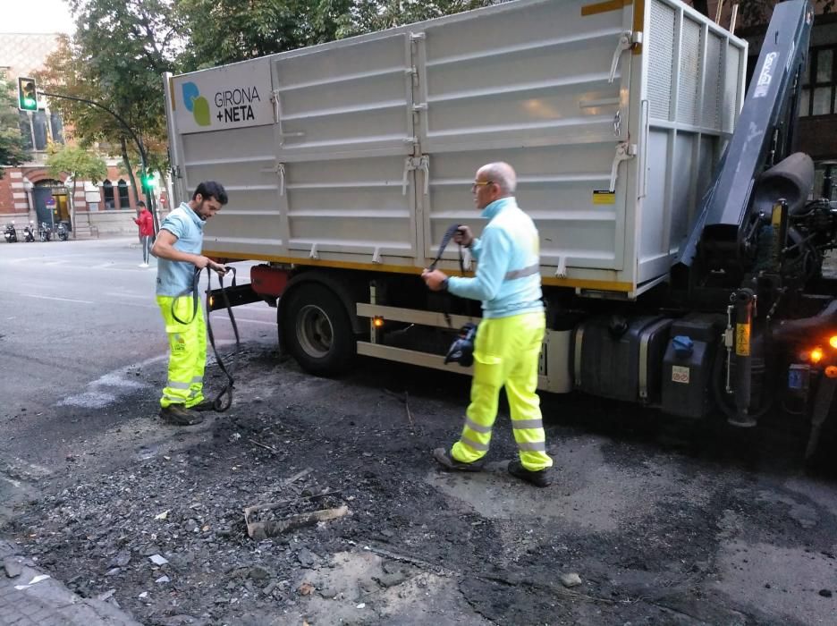 Girona intenta tornar a la normalitat després dels aldarulls de dimecres a la nit