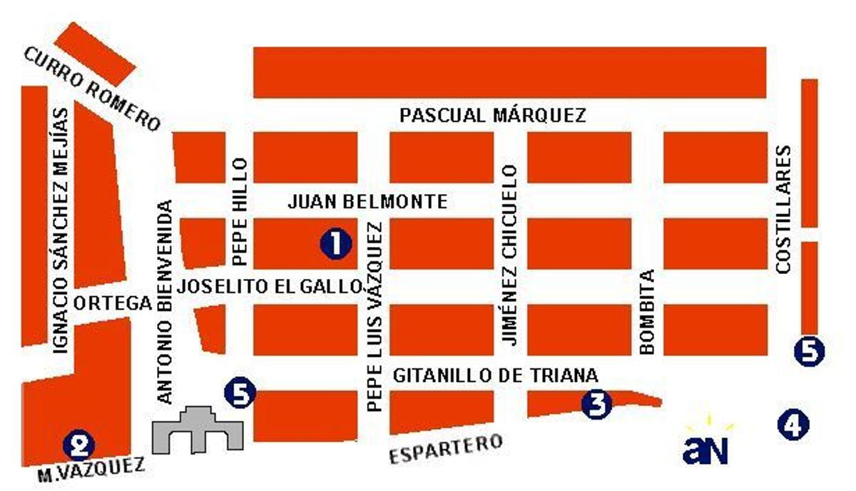 Mapa de las calles del Real de la Feria
