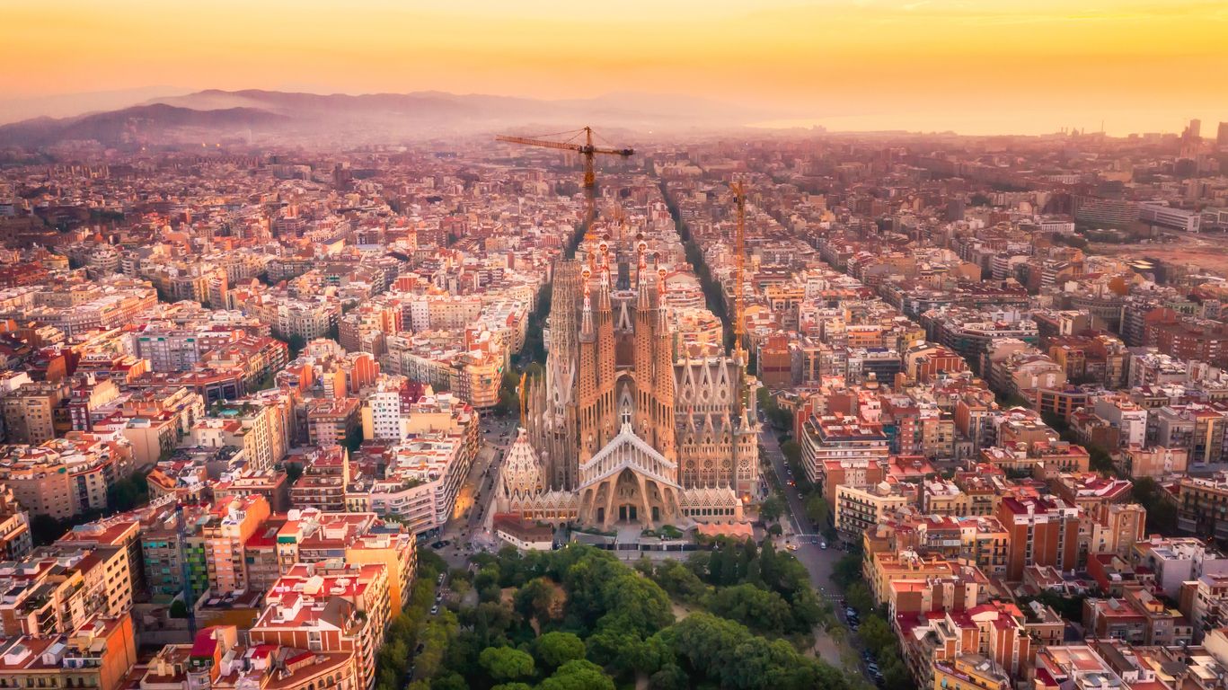 Vista áerea de la Sagrada Familia.