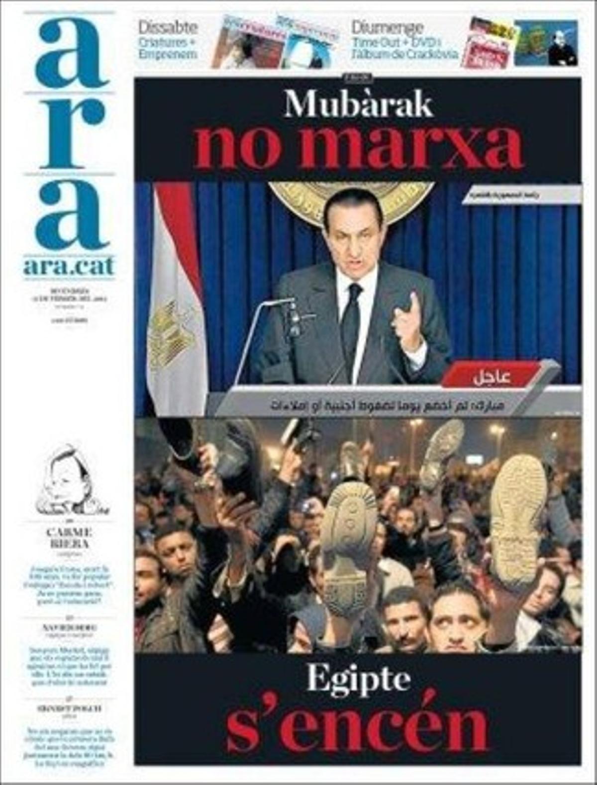 ’Ara’ dóna rellevància al fet que CiU i el PSC obren converses per escollir el substitut de Martínez Madero al capdavant de l’Oficina Antifrau, que Ficosa fabricarà a Viladecavalls un nòdul de telecomunicacions que incorporaran tots els cotxes intel·ligents que vénen i que els cuiners amb estrelles Michelin reinventen el pa amb tomàquet.