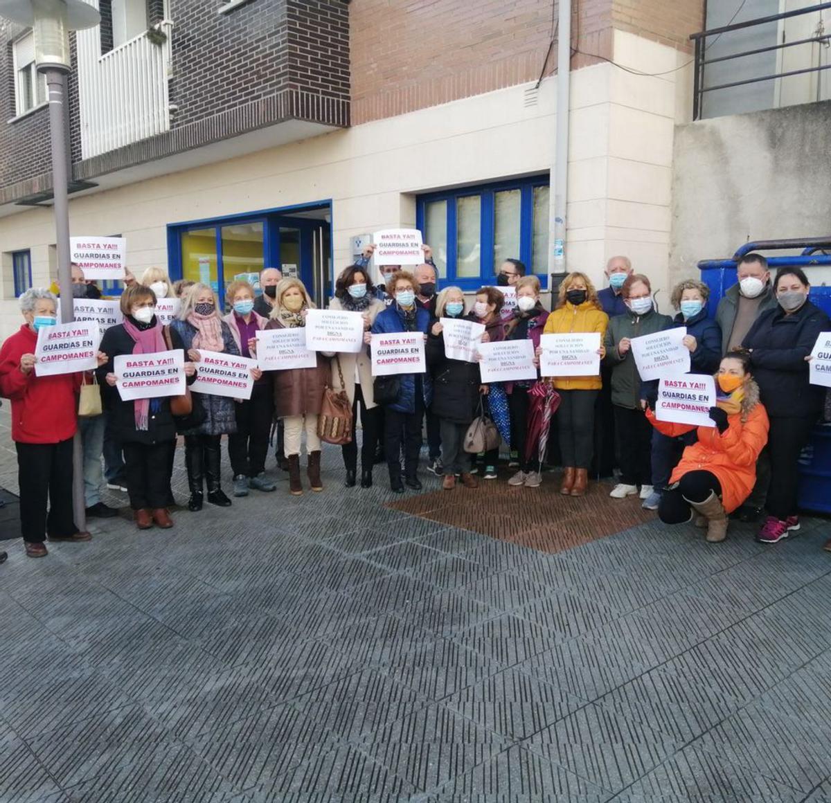La protesta en Campomanes.