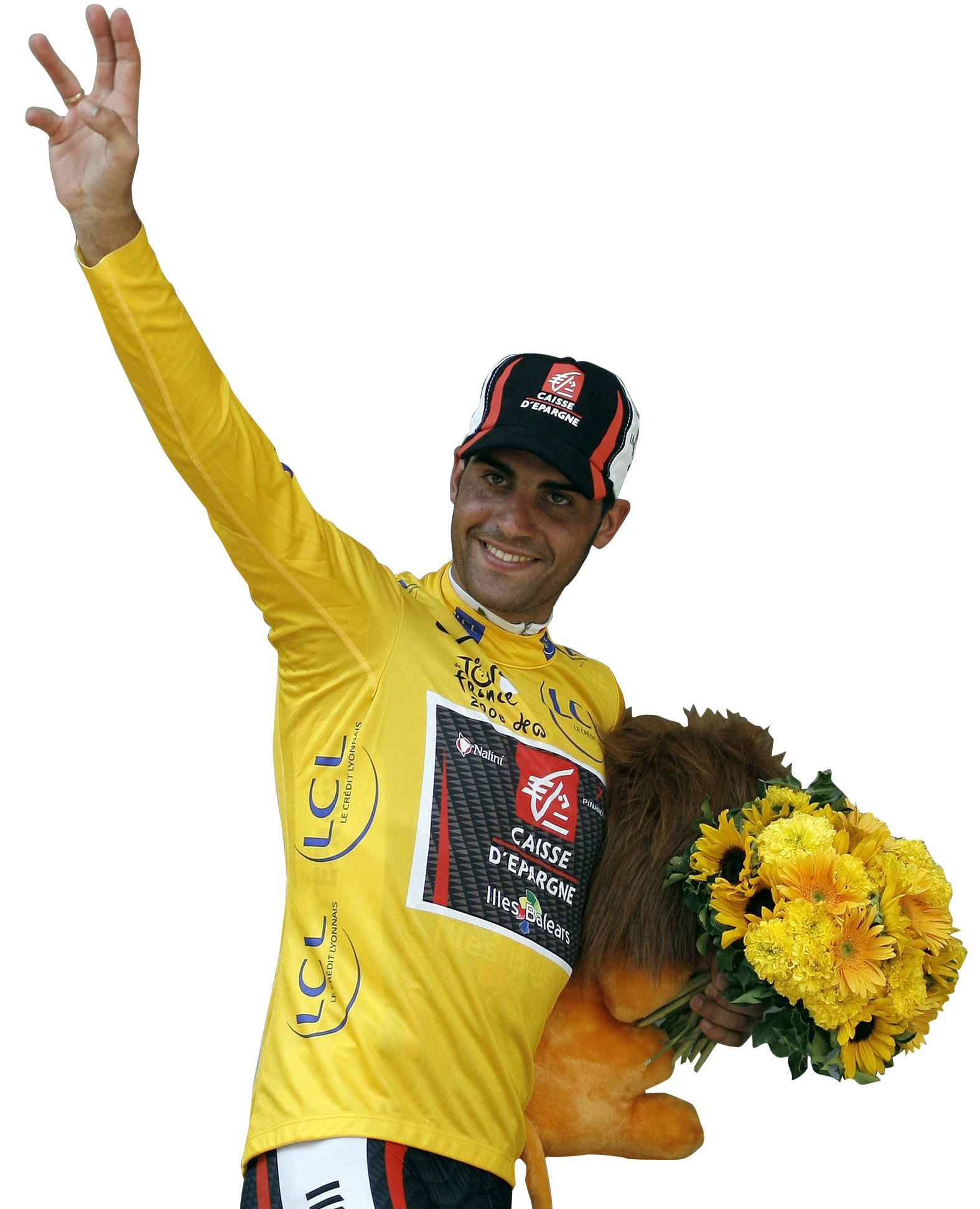 Óscar Pereiro, con el &quot;maillot&quot; oro del Tour de Francia.