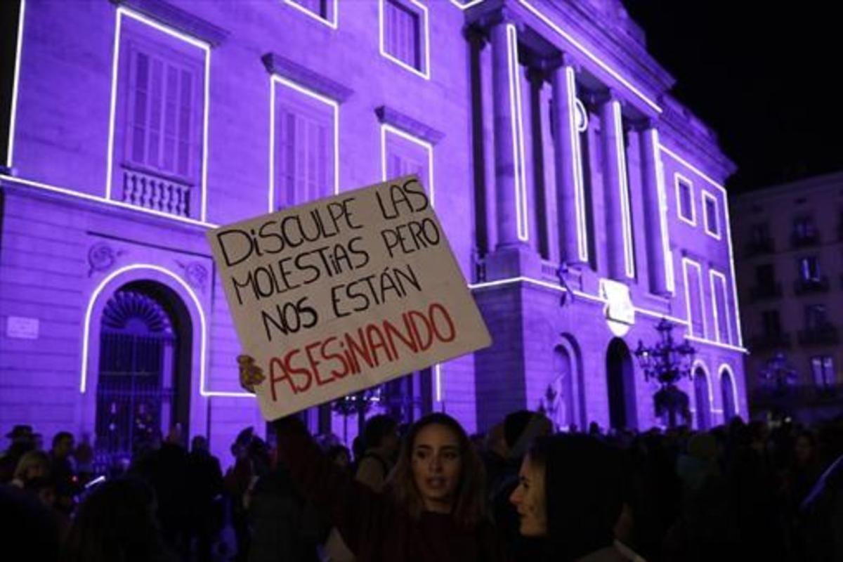 Manifestación antiviolencia machista en Barcelona.