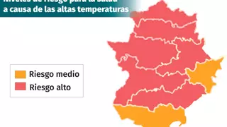 Riesgo alto para la salud por el calor en la mayor parte de Extremadura