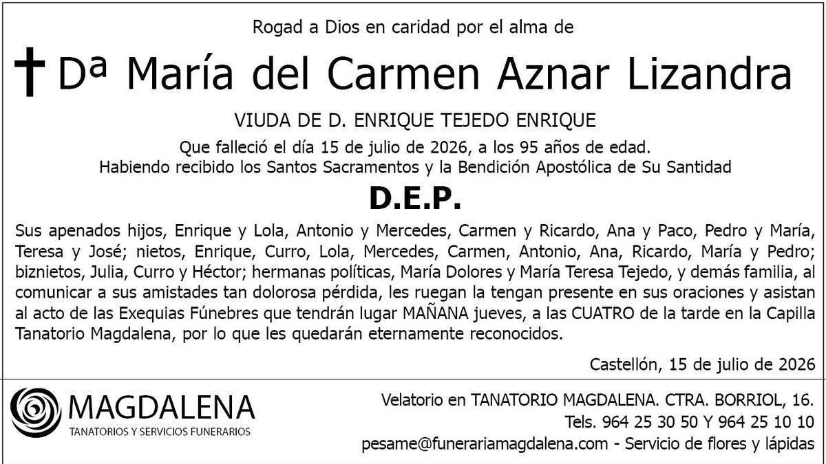 Dª María del Carmen Aznar Lizandra