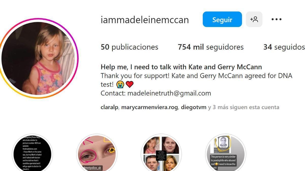 Cuenta de Instagram @iammadeleinemccann