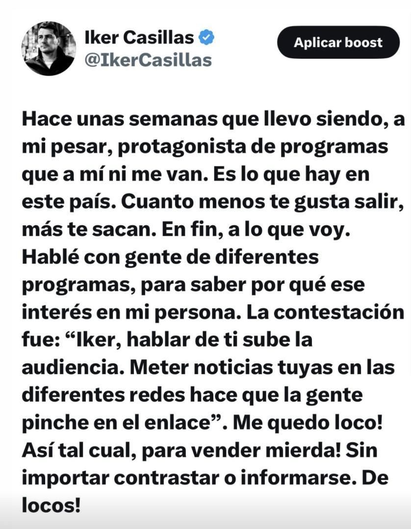 IKER CASILLAS PRENSA CORAZÓN | Iker Casillas lanza nuevo comunicado rajando  con todo sobre la prensa española: "Es lo que hay en este país"